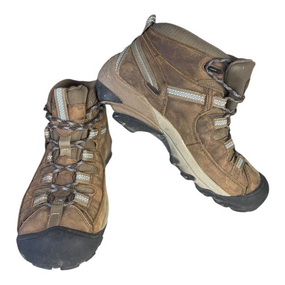Keen Women’s Targhee II Mid Waterproof Brown Leather Hiking Boots Size-7 - Picture 2 of 9